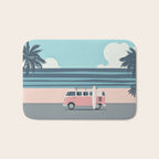 Surfer Graphic Beach Palm-Tree Camper-Van Art Bath Mat Gallery Image 1