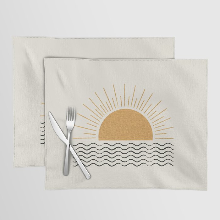 Sunrise Ocean -  Mid Century Modern Style Placemat Gallery Image 1