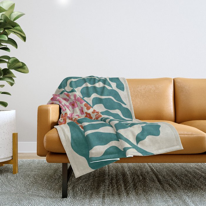 Fern floral farm Throw Blanket Gallery Image 1