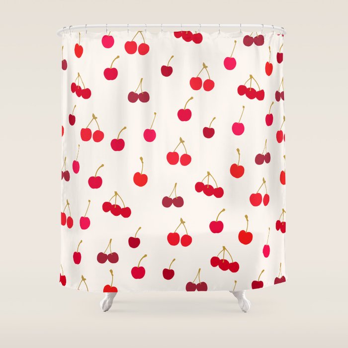 Cherries Pattern Shower Curtain Gallery Image 1