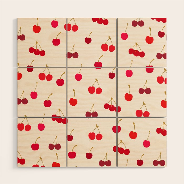 Cherries Pattern Wood Wall Art Gallery Image 1
