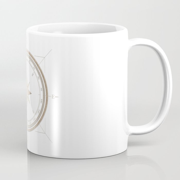 Gold Compass on White II Coffee Mug Gallery Image 1