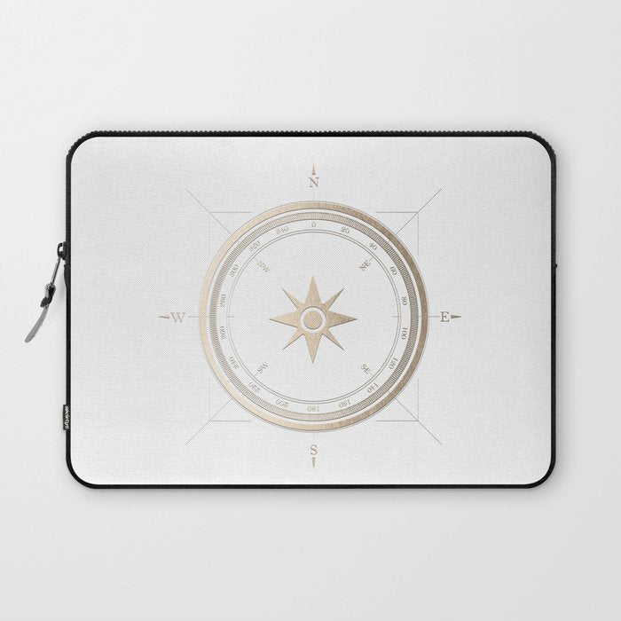 Gold Compass on White II Laptop Sleeve Gallery Image 1