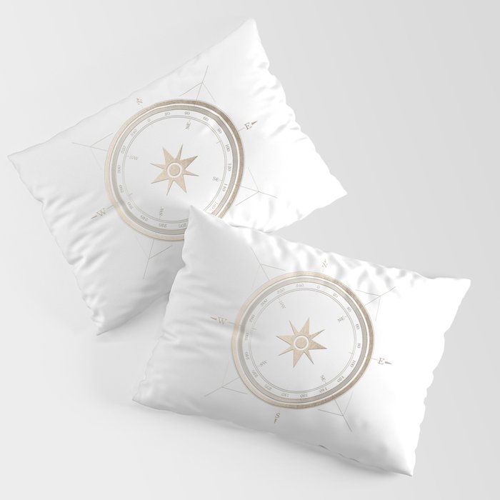 Gold Compass on White II Pillow Sham Gallery Image 1