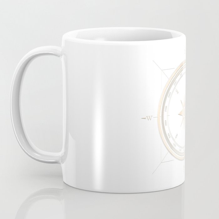 Gold Compass on White II Coffee Mug Gallery Image 3