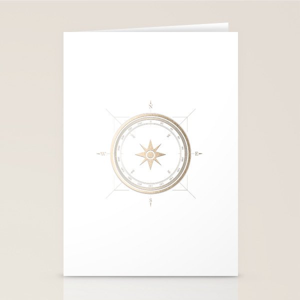 Gold Compass on White II Stationery Card Gallery Image 2