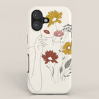 Colorful Thoughts Minimal Line Art Woman with Flowers III iPhone Case Gallery Image 1