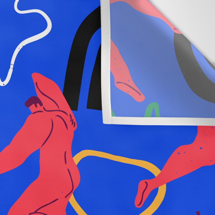 Colorful red people dancing with tropical nature decoration Wall Tapestry Gallery Image 3