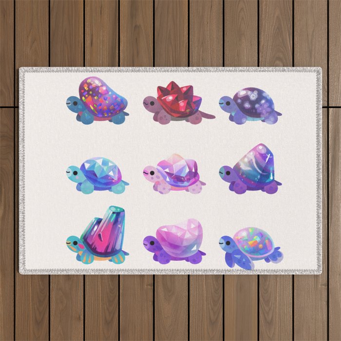 Jewel turtle - pastel Outdoor Rug Gallery Image 1