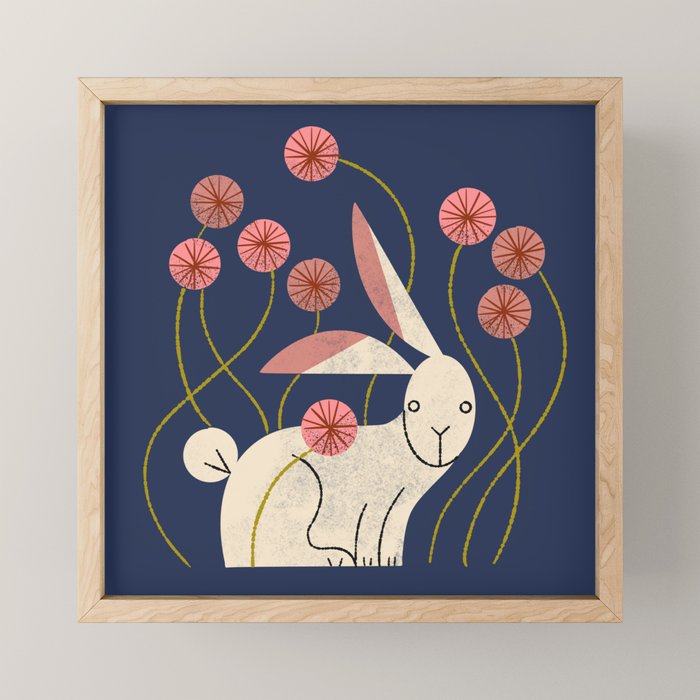Rabbit And Wildflowers Mini Art Print Gallery Image 1