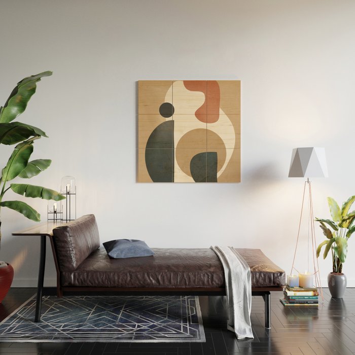 Modern Shapes Design 9 Wood Wall Art Gallery Image 2
