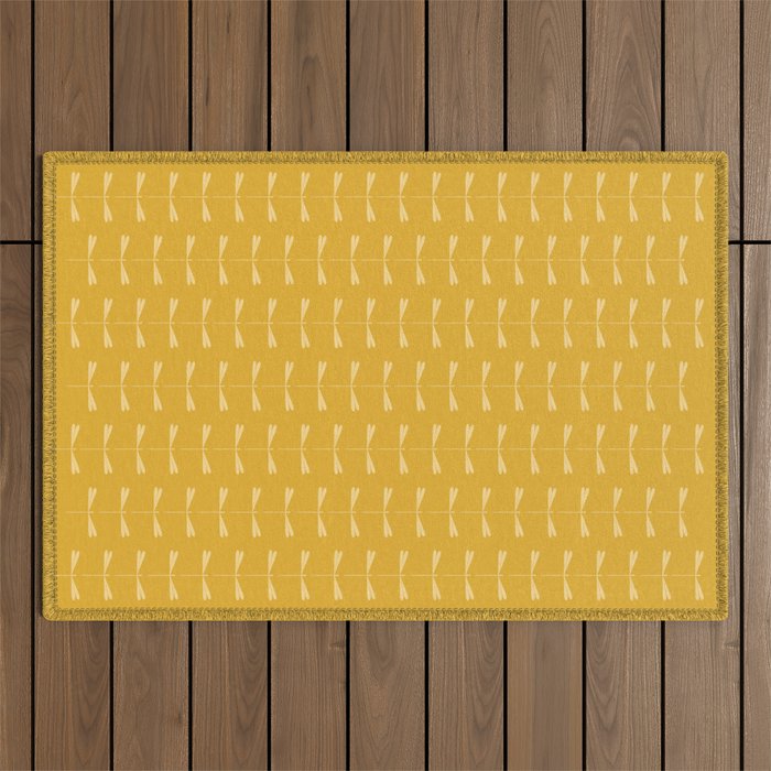 Dragonfly Pattern XIV Golden Yellow Outdoor Rug Gallery Image 1