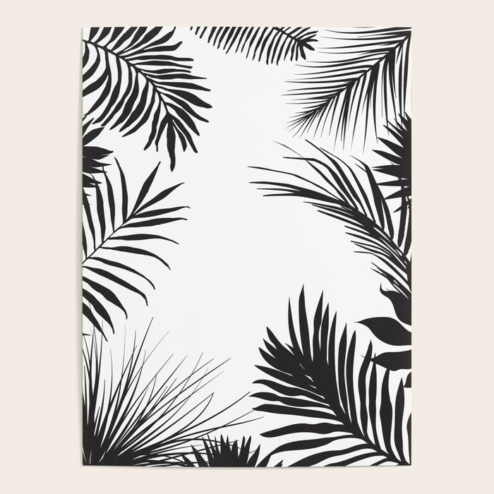 Black And White Palm Leaves Poster Gallery Image 1