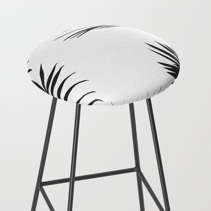 Black And White Palm Leaves Stool Gallery Image 2
