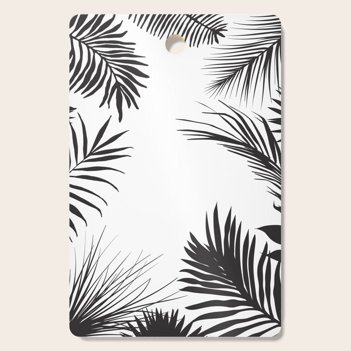 Black And White Palm Leaves Cutting Board Gallery Image 1