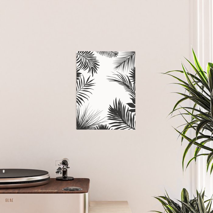 Black And White Palm Leaves Poster Gallery Image 2