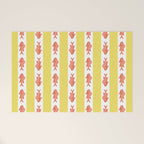 Coastal Fish Stripes Nostalgic Cottage Pattern in Yellow Orange White Welcome Mat Gallery Image 1
