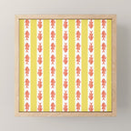 Coastal Fish Stripes Nostalgic Cottage Pattern in Yellow Orange White Mini Art Print Gallery Image 1