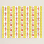Coastal Fish Stripes Nostalgic Cottage Pattern in Yellow Orange White Jigsaw Puzzle Gallery Image 1