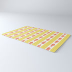 Coastal Fish Stripes Nostalgic Cottage Pattern in Yellow Orange White Rug Gallery Image 3