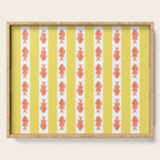 Coastal Fish Stripes Nostalgic Cottage Pattern in Yellow Orange White Serving Tray Gallery Image 1