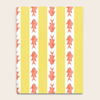 Coastal Fish Stripes Nostalgic Cottage Pattern in Yellow Orange White Notebook Gallery Image 4