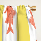 Coastal Fish Stripes Nostalgic Cottage Pattern in Yellow Orange White Window Curtain Gallery Image 2