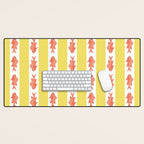 Coastal Fish Stripes Nostalgic Cottage Pattern in Yellow Orange White Desk Mat Gallery Image 1