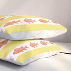 Coastal Fish Stripes Nostalgic Cottage Pattern in Yellow Orange White Pillow Sham Gallery Image 3