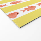 Coastal Fish Stripes Nostalgic Cottage Pattern in Yellow Orange White Welcome Mat Gallery Image 2
