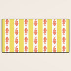 Coastal Fish Stripes Nostalgic Cottage Pattern in Yellow Orange White Desk Mat Gallery Image 3