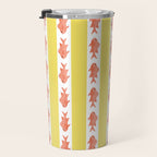 Coastal Fish Stripes Nostalgic Cottage Pattern in Yellow Orange White Travel Mug Gallery Image 3