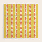 Coastal Fish Stripes Nostalgic Cottage Pattern in Yellow Orange White Wood Wall Art Gallery Image 1