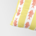 Coastal Fish Stripes Nostalgic Cottage Pattern in Yellow Orange White Pillow Sham Gallery Image 4