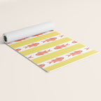 Coastal Fish Stripes Nostalgic Cottage Pattern in Yellow Orange White Yoga Mat Gallery Image 2