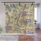 Chinoiserie Golden Gilt Peacock Peony Garden Wall Mural Gallery Image 1