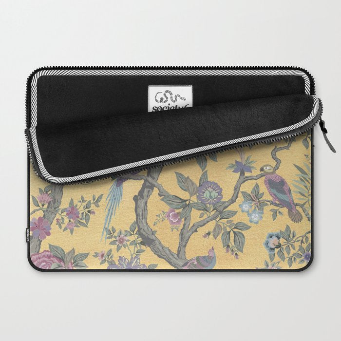 Chinoiserie Golden Gilt Peacock Peony Garden Laptop Sleeve Gallery Image 2