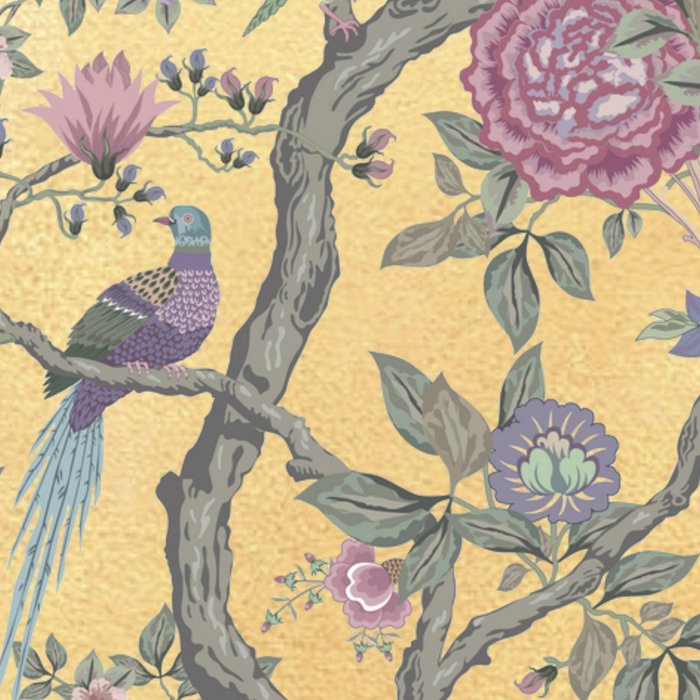 Chinoiserie Golden Gilt Peacock Peony Garden Coffee Mug Gallery Image 2