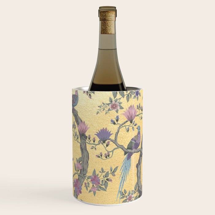 Chinoiserie Golden Gilt Peacock Peony Garden Wine Chiller Gallery Image 2