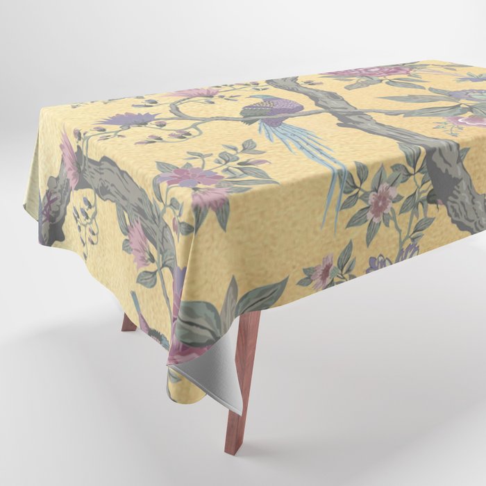 Chinoiserie Golden Gilt Peacock Peony Garden Tablecloth Gallery Image 1