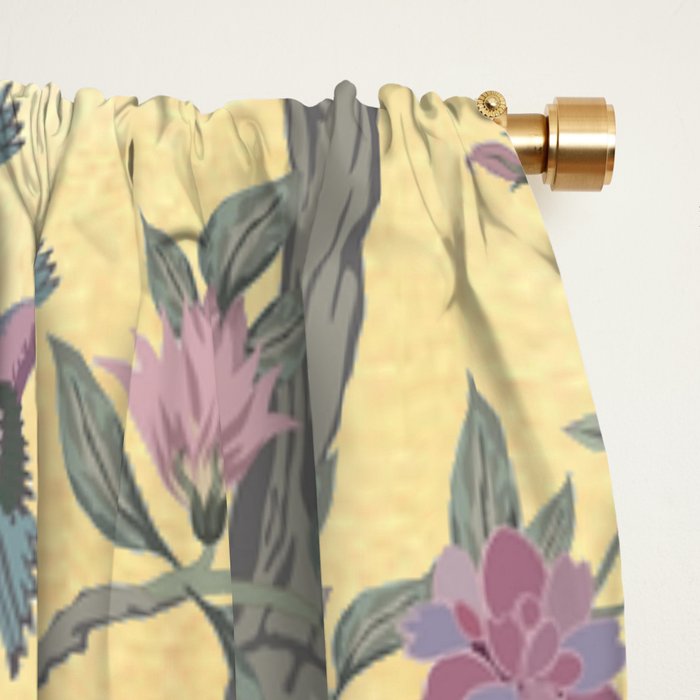 Chinoiserie Golden Gilt Peacock Peony Garden Window Curtain Gallery Image 2