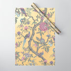 Chinoiserie Golden Gilt Peacock Peony Garden Wrapping Paper Gallery Image 1