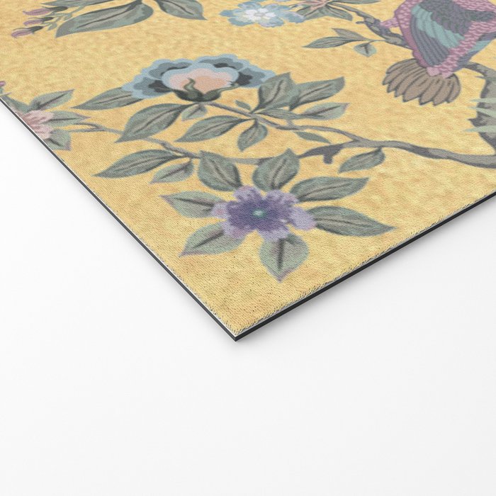 Chinoiserie Golden Gilt Peacock Peony Garden Welcome Mat Gallery Image 2