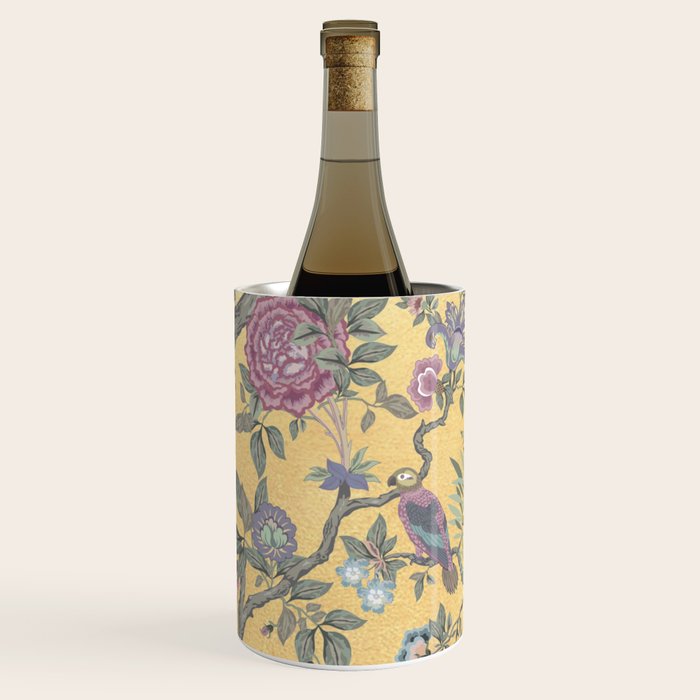 Chinoiserie Golden Gilt Peacock Peony Garden Wine Chiller Gallery Image 3