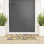 Chinoiserie Golden Gilt Peacock Peony Garden Welcome Mat Gallery Image 3