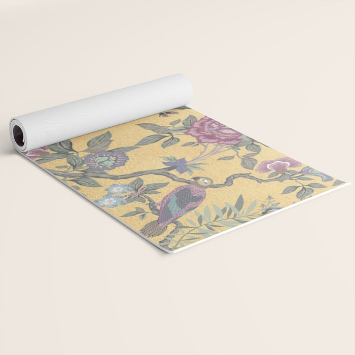 Chinoiserie Golden Gilt Peacock Peony Garden Yoga Mat Gallery Image 2