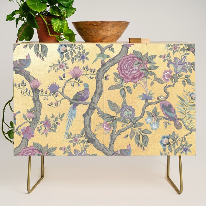 Chinoiserie Golden Gilt Peacock Peony Garden Credenza Gallery Image 1
