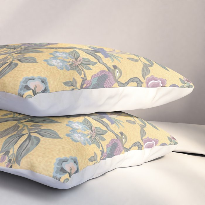 Chinoiserie Golden Gilt Peacock Peony Garden Pillow Sham Gallery Image 3