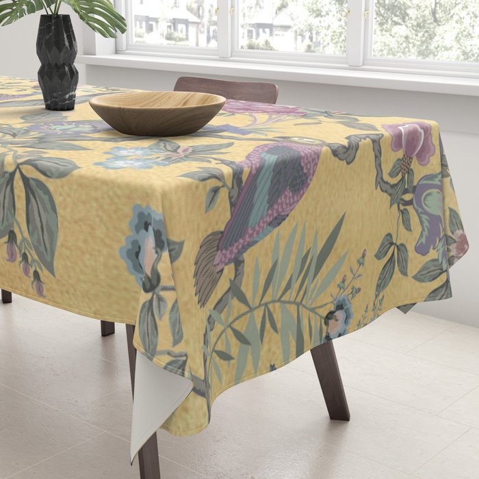 Chinoiserie Golden Gilt Peacock Peony Garden Tablecloth Gallery Image 3