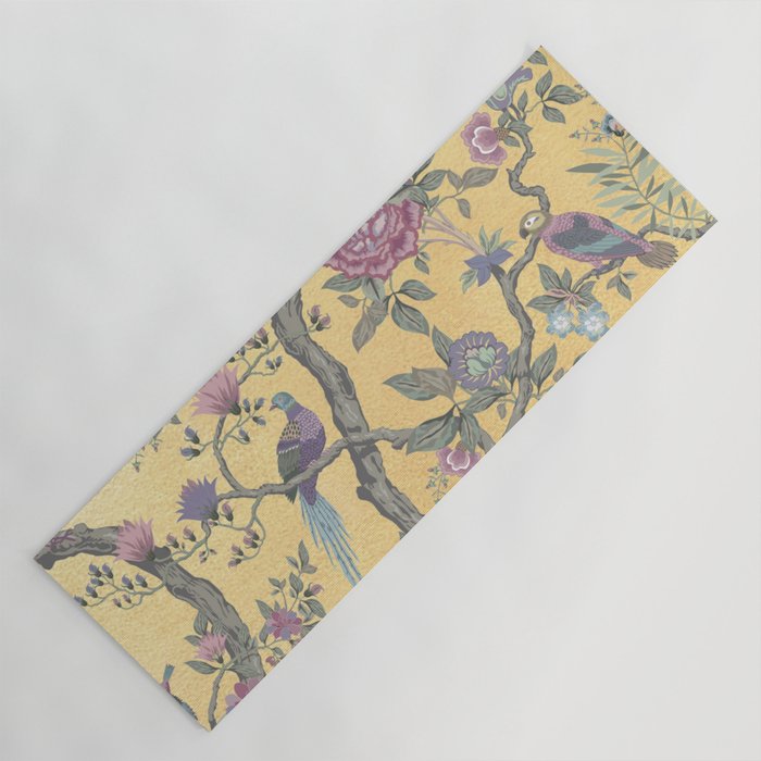 Chinoiserie Golden Gilt Peacock Peony Garden Yoga Mat Gallery Image 1